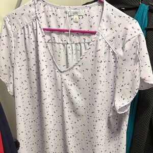 Croft & Barrow Light Purple Blouse with Multicolor Pattern